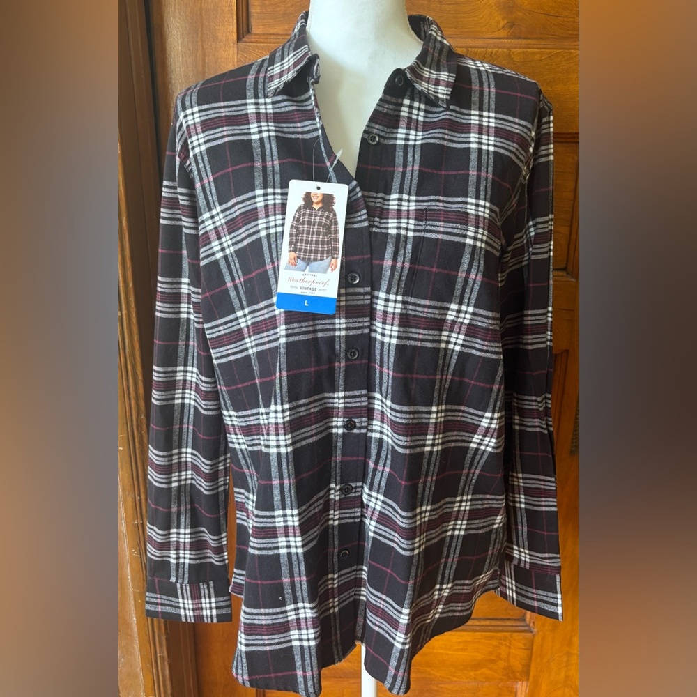 Weatherproof Vintage Black and White Plaid Shirt